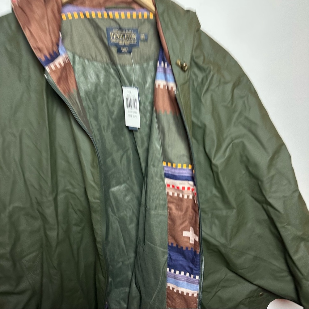 Pendleton Green Hooded Jacket With Patterned Lini… - image 3